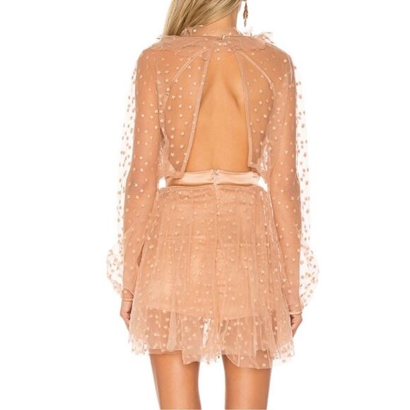 For Love & Lemons All That Glitters Mini Dress in Almond Size L - Picture 12 of 14